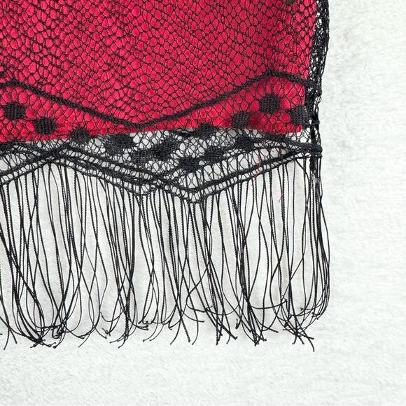 Vintage Y2K 90s Formula X Lace Mesh Fringe Whimsigoth Going Out Top Cropped Sz S - Picture 7 of 13